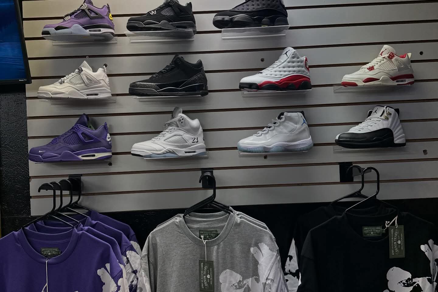 Jordan sneaker wall in the shop