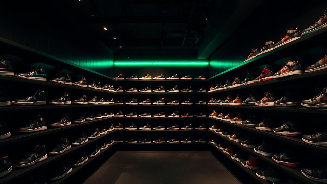 The Locker Room sneaker wall