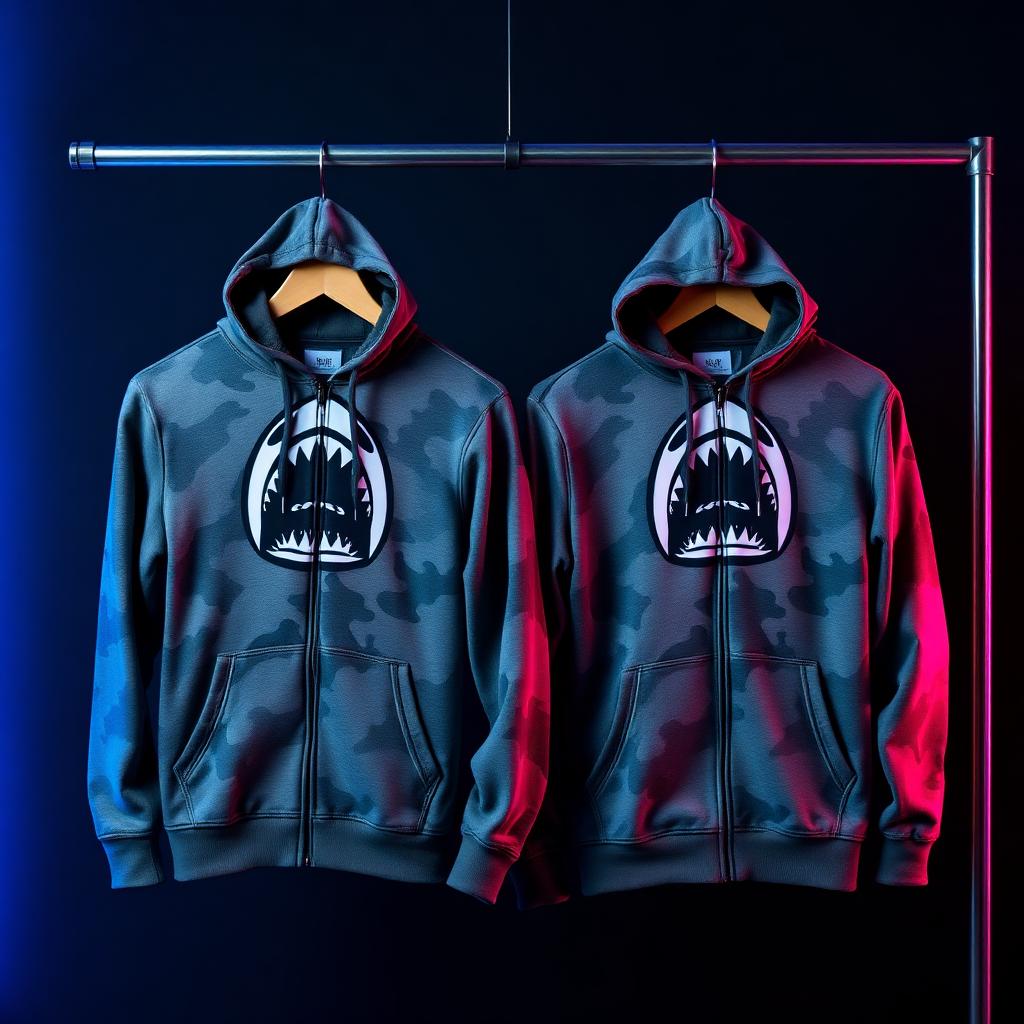 BAPE Shark Full-Zip Camo Hoodies